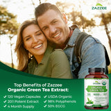 Zazzee Organic Green Tea Extract Capsules in a lifestyle setting