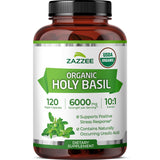 Zazzee Organic Holy Basil Extract 10:1 120 Capsules front view