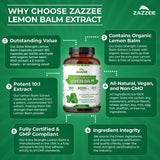 Zazzee Organic Lemon Balm Extract bottle side view