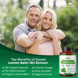 Zazzee Organic Lemon Balm Extract capsules close-up