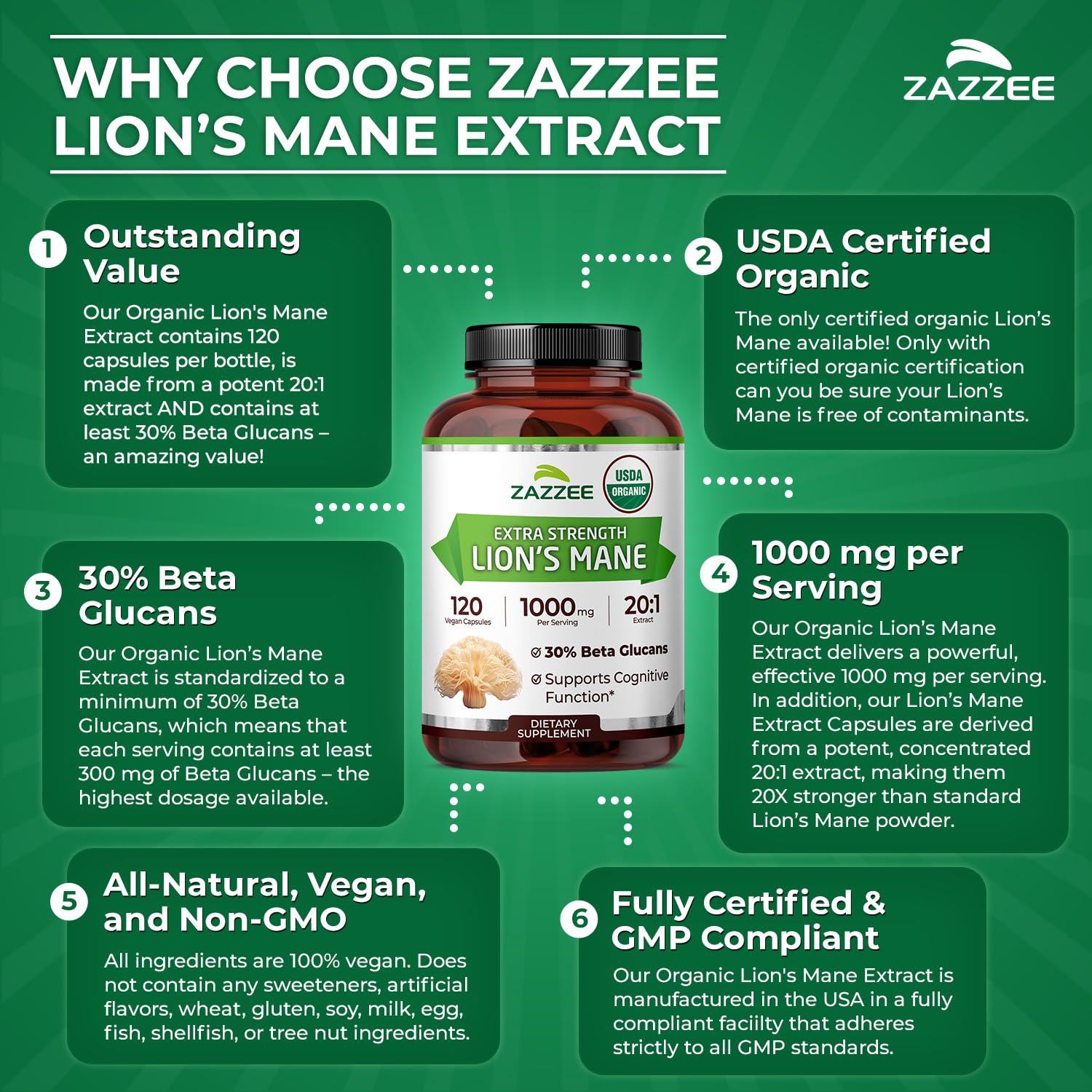 Zazzee Organic Lion’s Mane Extract in a lifestyle setting