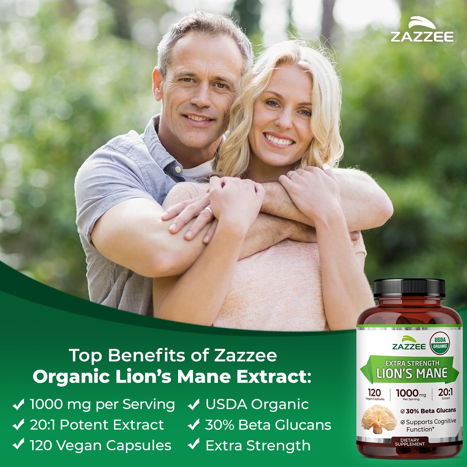 Zazzee Organic Lion’s Mane Extract ingredients list