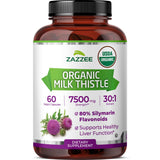 Zazzee Organic Milk Thistle Capsules 60 Count front view