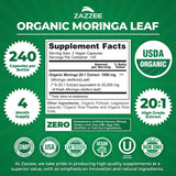 Zazzee Organic Moringa Extract capsules close-up
