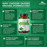 Zazzee Organic Moringa Extract capsules in hand