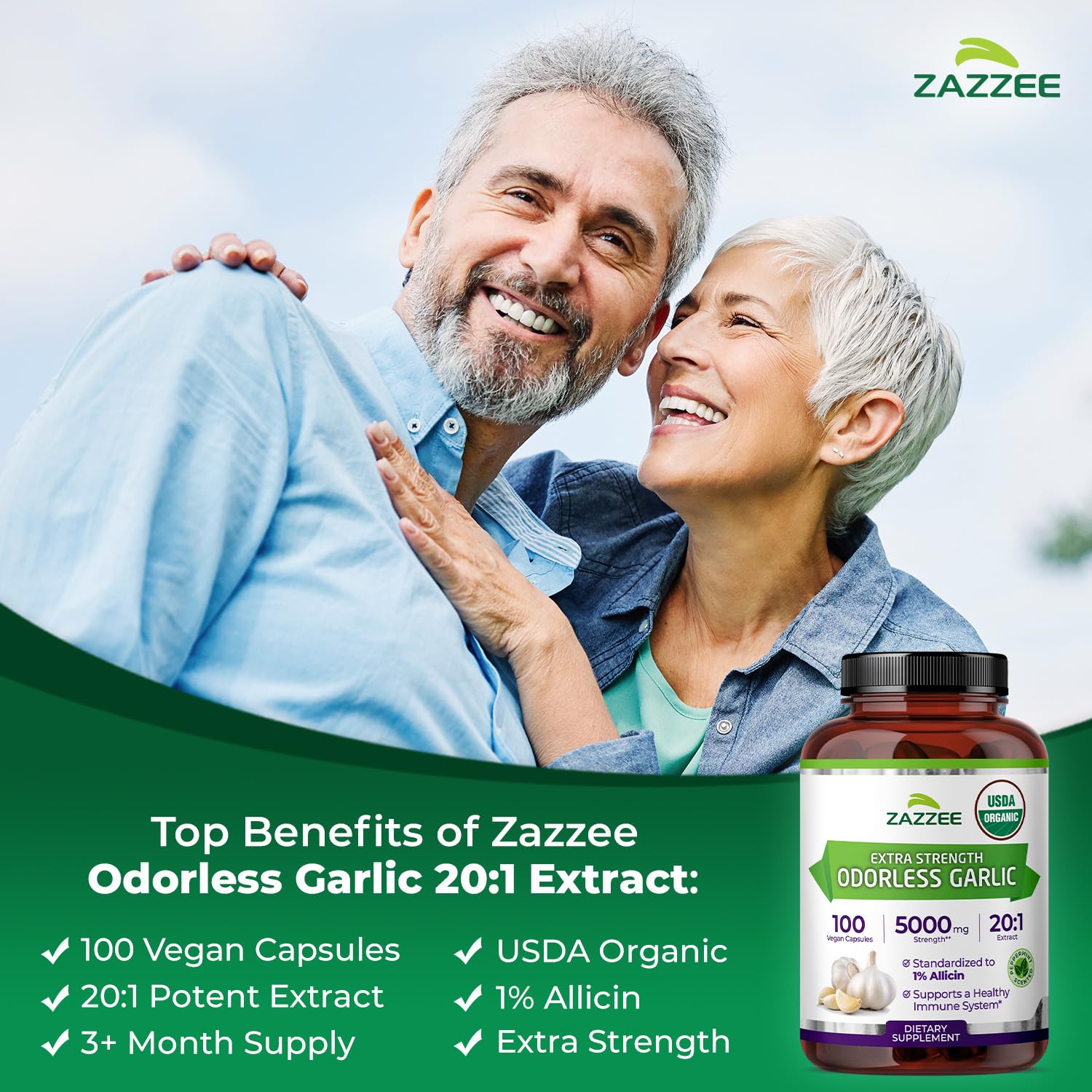 Zazzee Organic Odorless Garlic Extract ingredients list