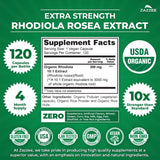 Zazzee Organic Rhodiola Extract capsules on a wooden surface