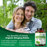 Zazzee Organic Stinging Nettle Extract close-up of capsules