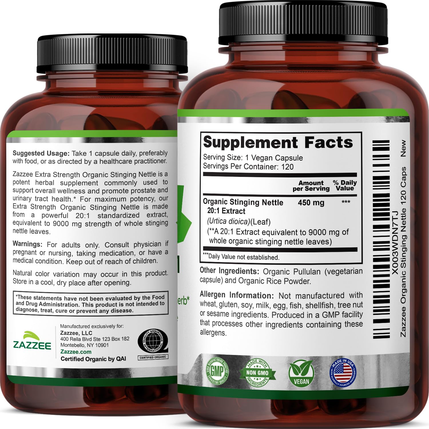 Zazzee Organic Stinging Nettle Extract with measuring spoon