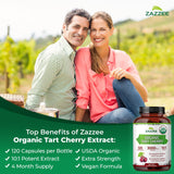 Zazzee Organic Tart Cherry Extract Capsules on a wooden table