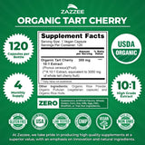 Zazzee Organic Tart Cherry Extract Capsules with ingredients list