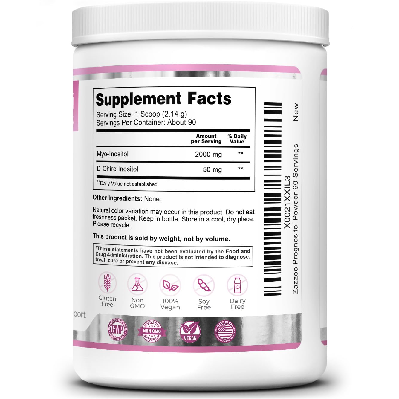 Zazzee PREGNOSITOL Powder with measuring scoop