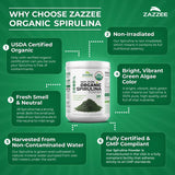 Zazzee Spirulina Powder air-tight container open