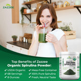 Zazzee Spirulina Powder side view with label