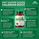 Zazzee Valerian Root Extract 120 Capsules on a wooden table