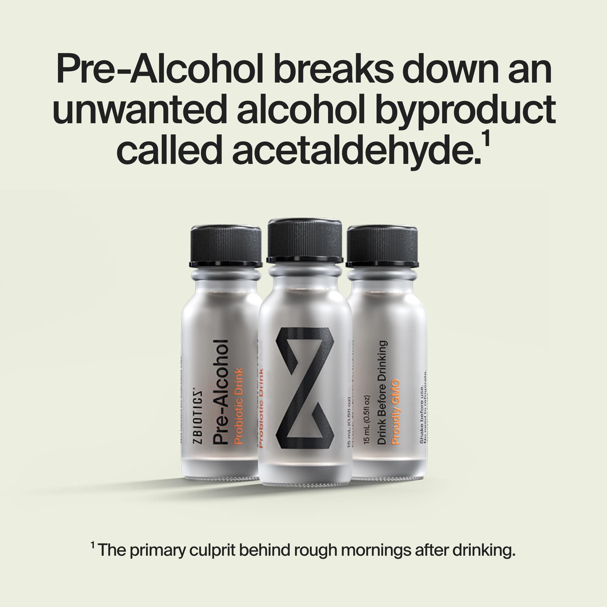 ZBiotics Pre-Alcohol Probiotic Drink bottle side view