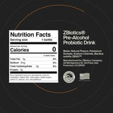 ZBiotics Pre-Alcohol Probiotic Drink with a glass