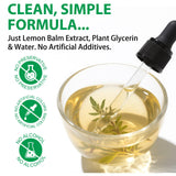 ZBQIEX Lemon Balm Tincture liquid drops in a glass