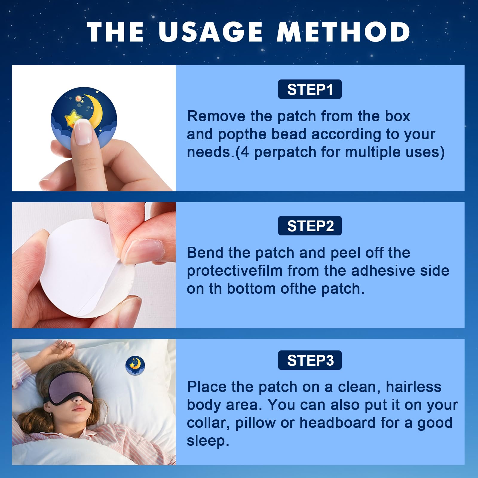 Zcokail Sleep Patches applied on pillow