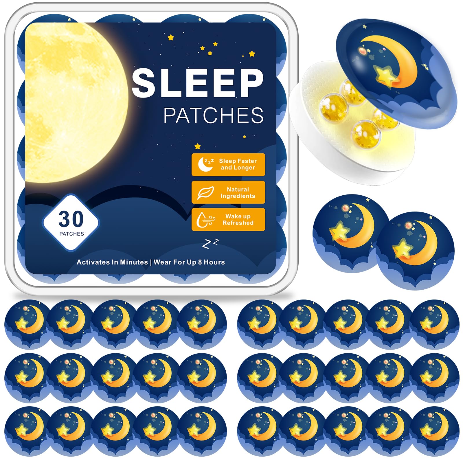 Zcokail Sleep Patches box front view with 30 patches