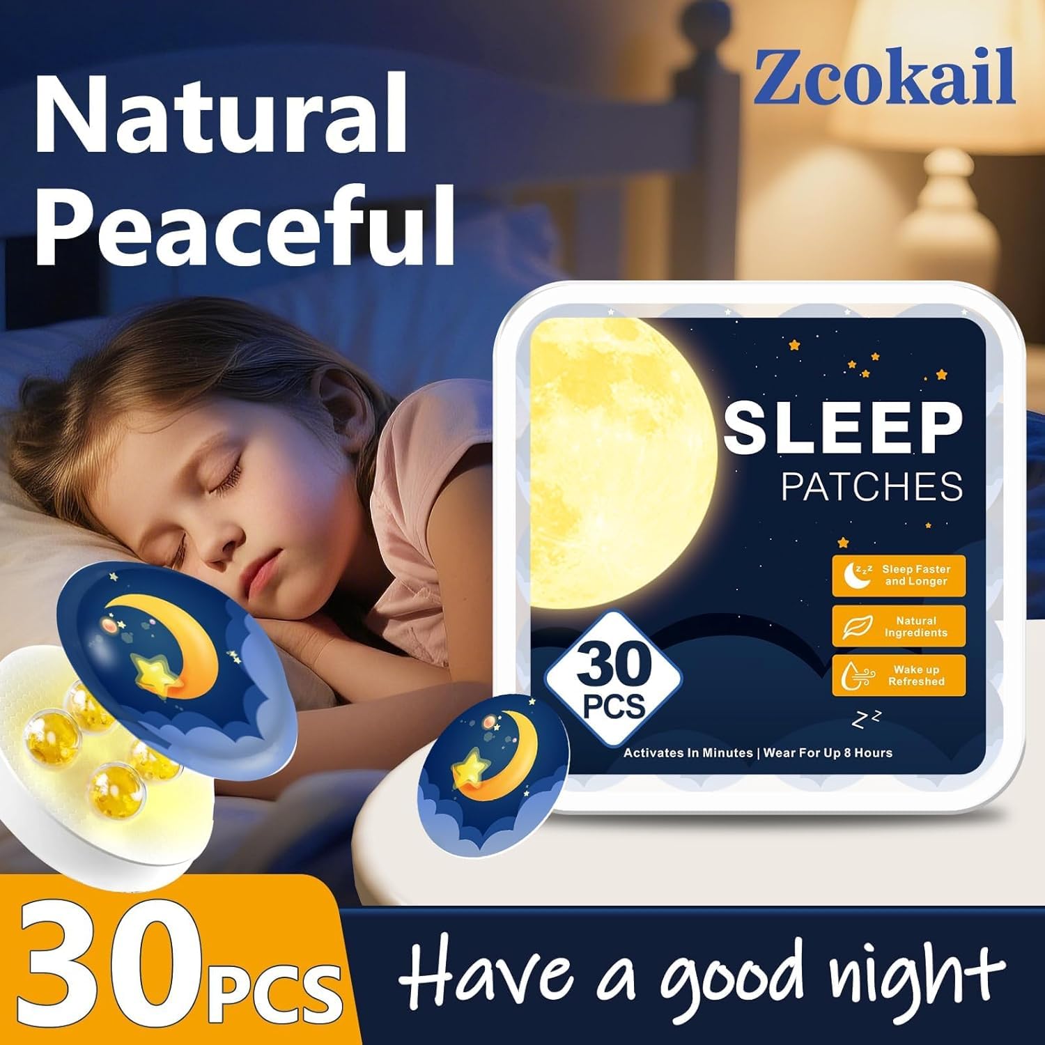 Zcokail Sleep Patches on a bedside table