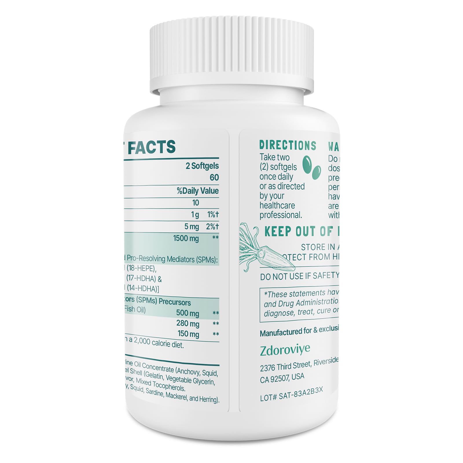 Zdoroviye Omega-3 Supplement close-up of capsules