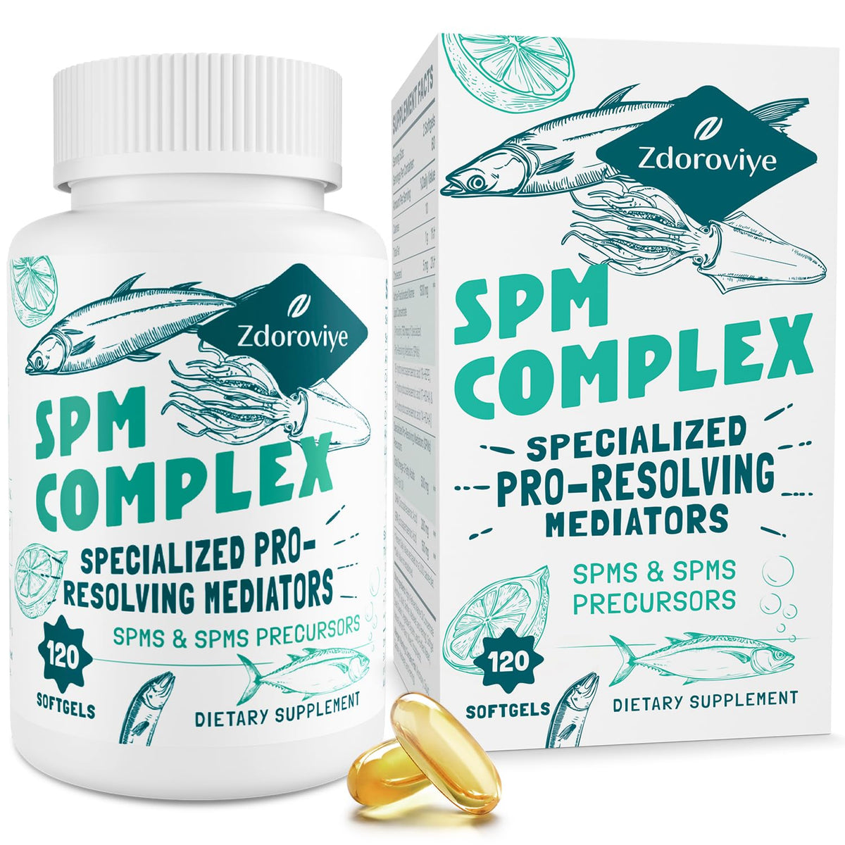 Zdoroviye Omega-3 Supplement front view with capsule bottle