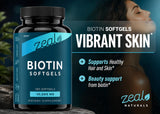 Zeal Naturals Biotin 10000MCG softgels with ingredients list