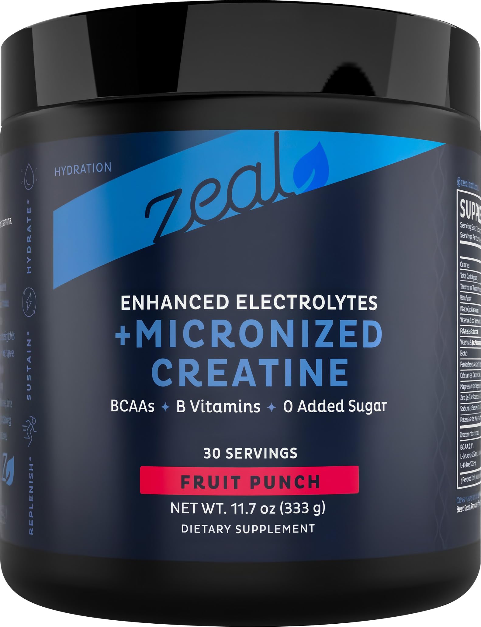 Zeal Naturals Creatine & Electrolytes Supplement front view