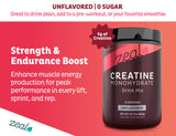 Zeal Naturals Creatine Monohydrate 360g side view showing packaging details