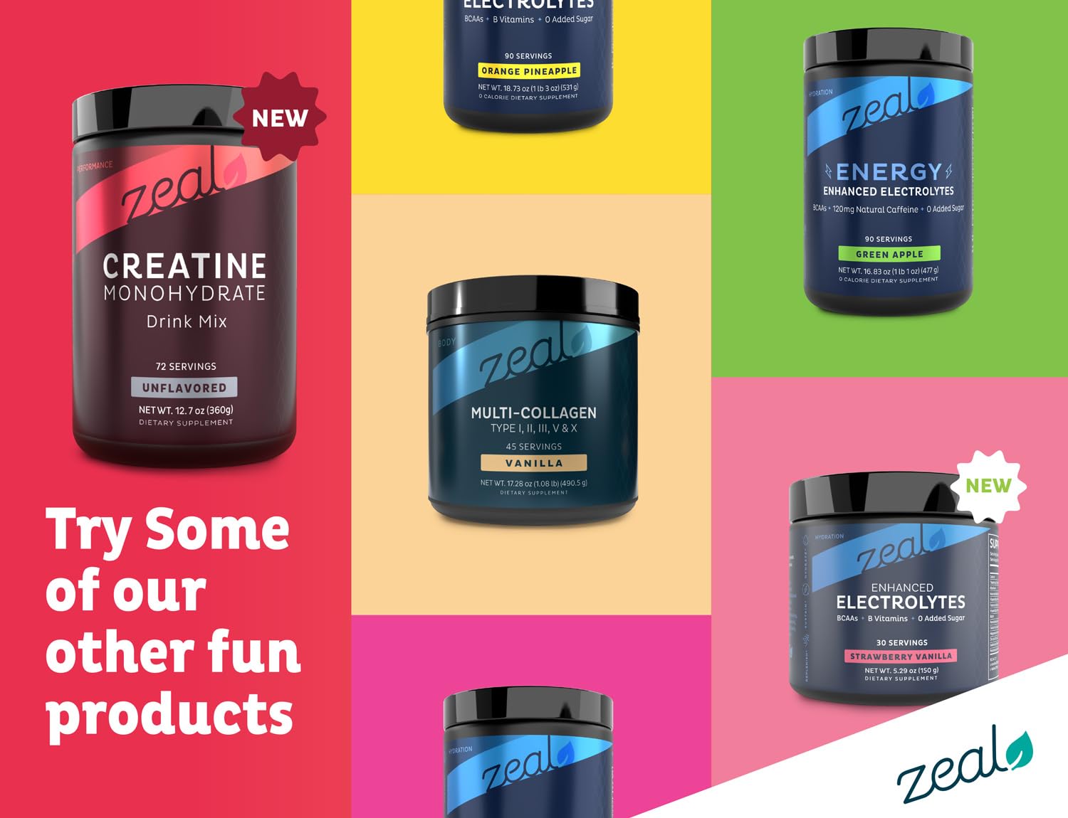Zeal Naturals Creatine Monohydrate mixed in a glass of water