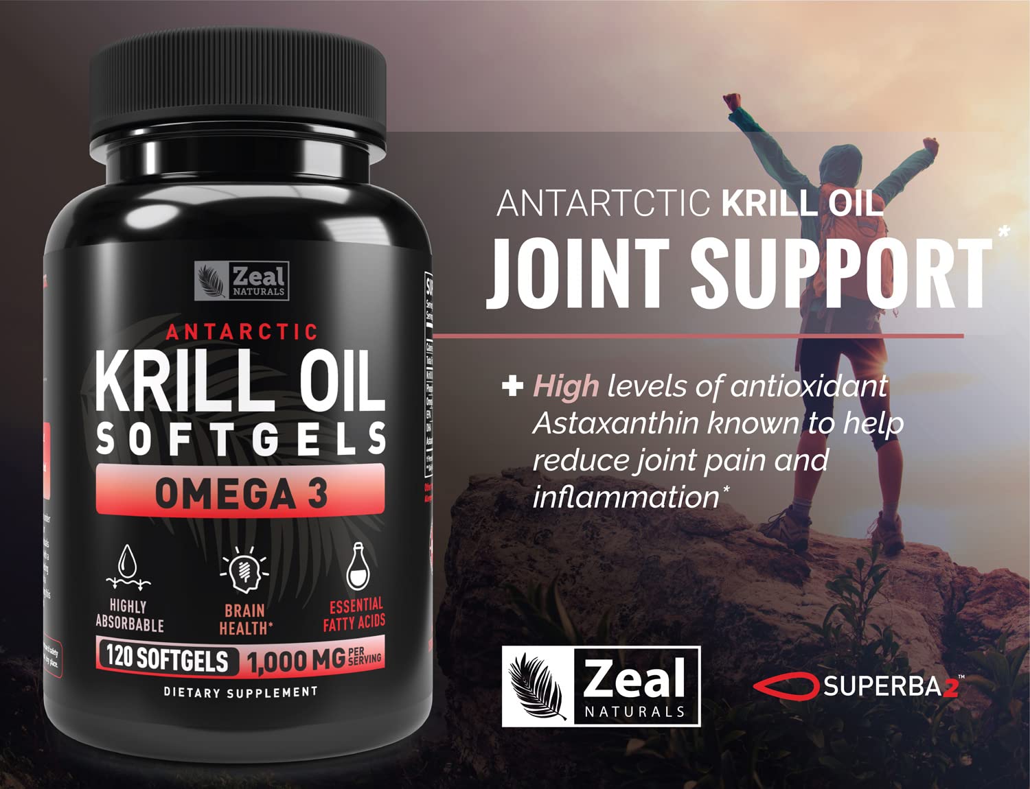Zeal Naturals Krill Oil bottle with a measuring spoon