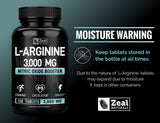 Zeal Naturals L-Arginine bottle with nutrition facts