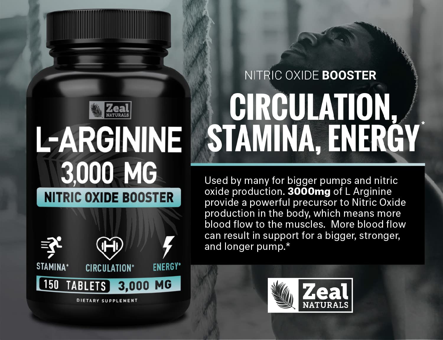 Zeal Naturals L-Arginine supplement packaging details