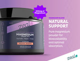Zeal Naturals Magnesium Drink Mix packaging with scoop