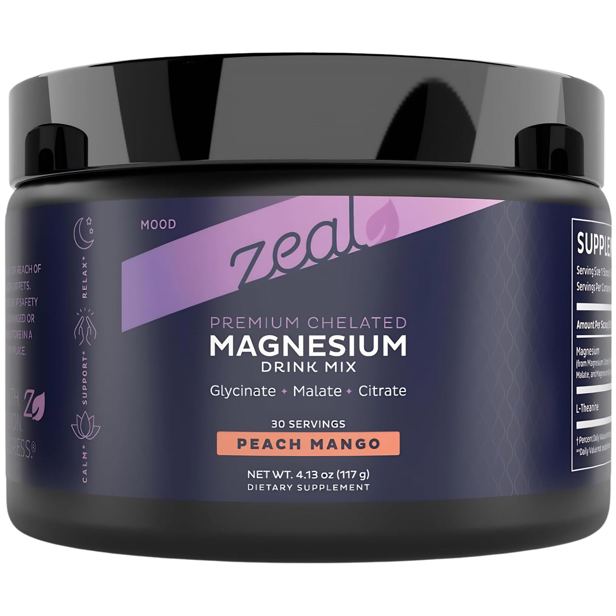 Zeal Naturals Magnesium Drink Mix Peach Mango flavour front view