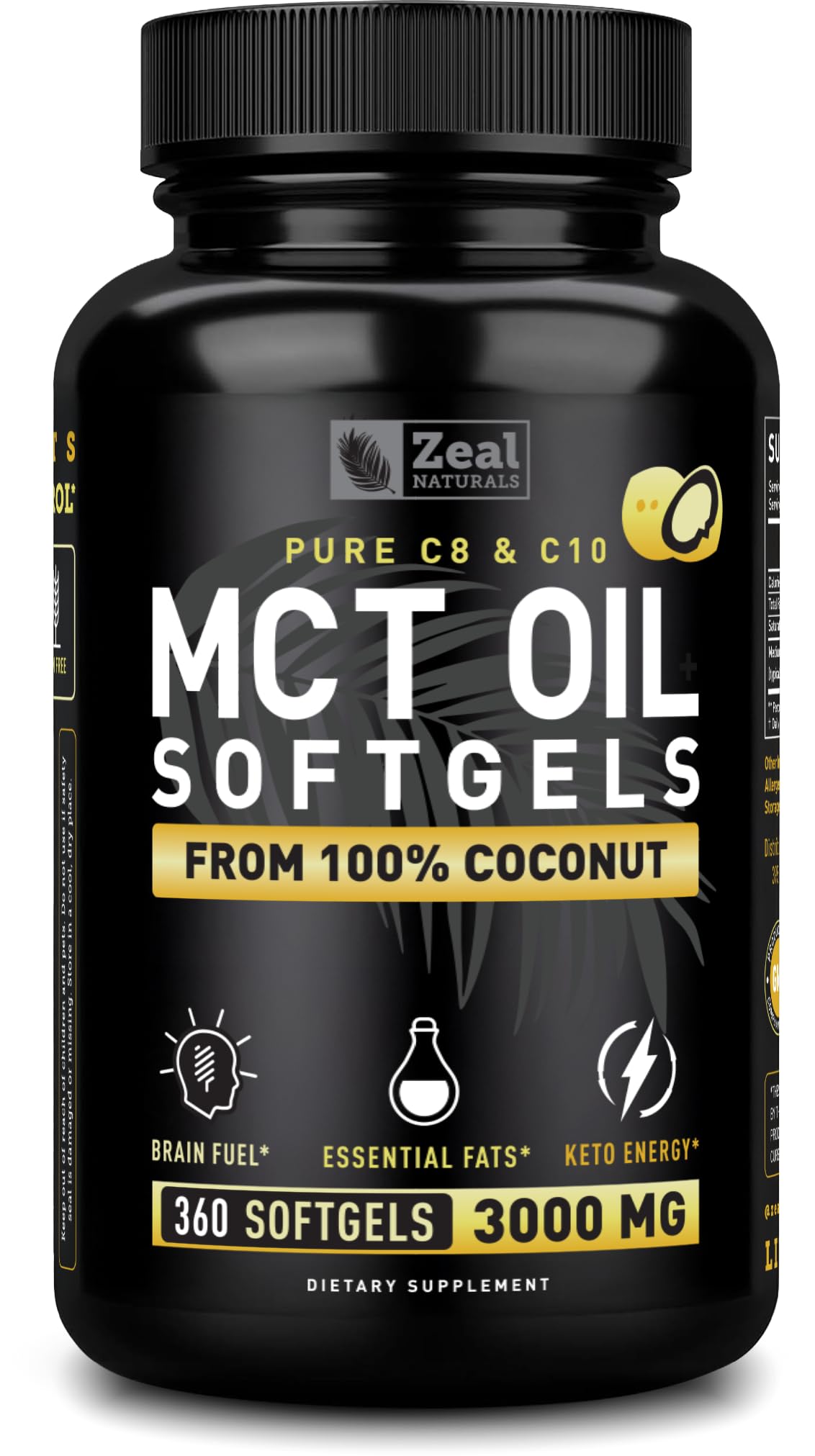 Zeal Naturals MCT Oil Softgels bottle front view