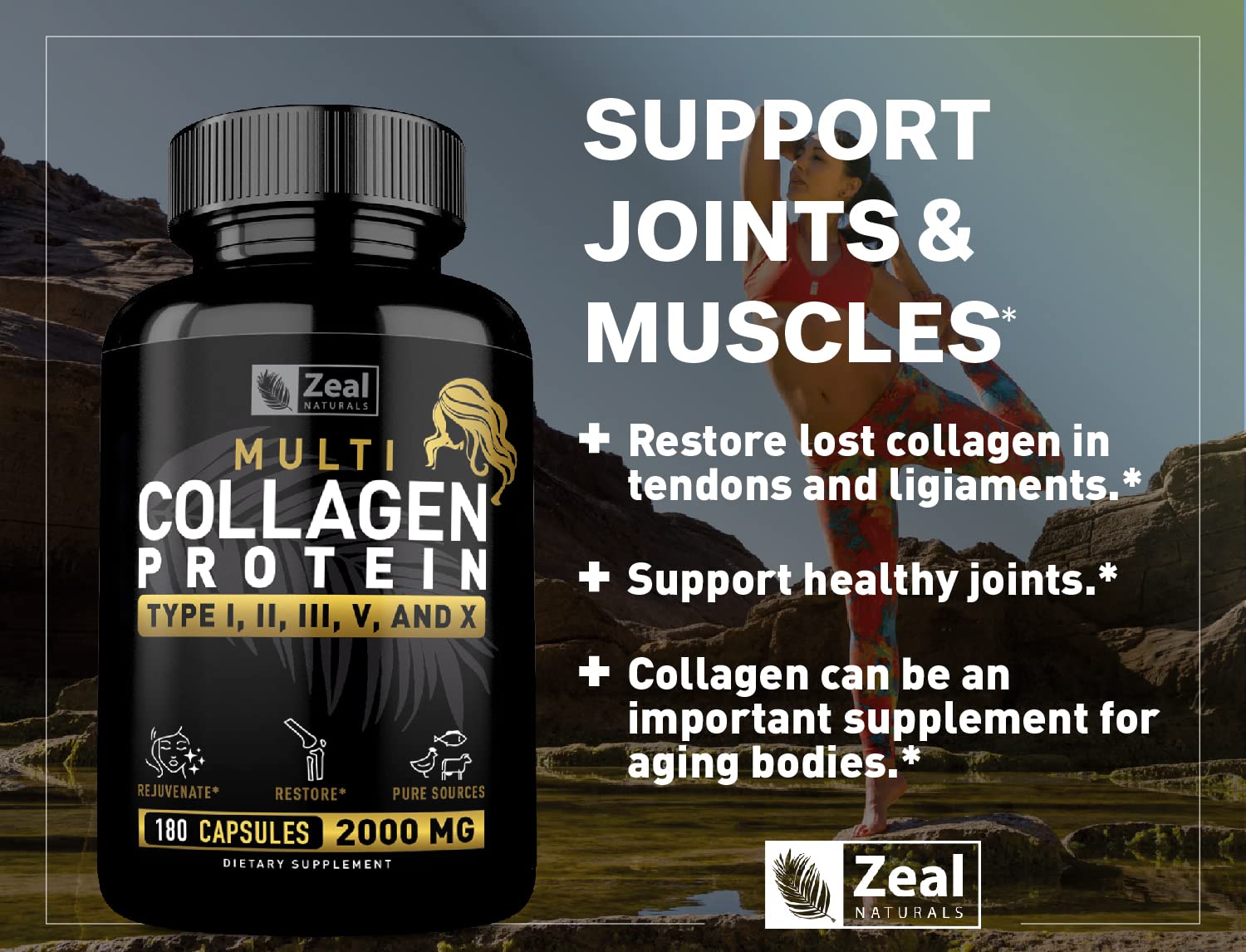 Zeal Naturals Multi Collagen Peptides 180 Capsules back view