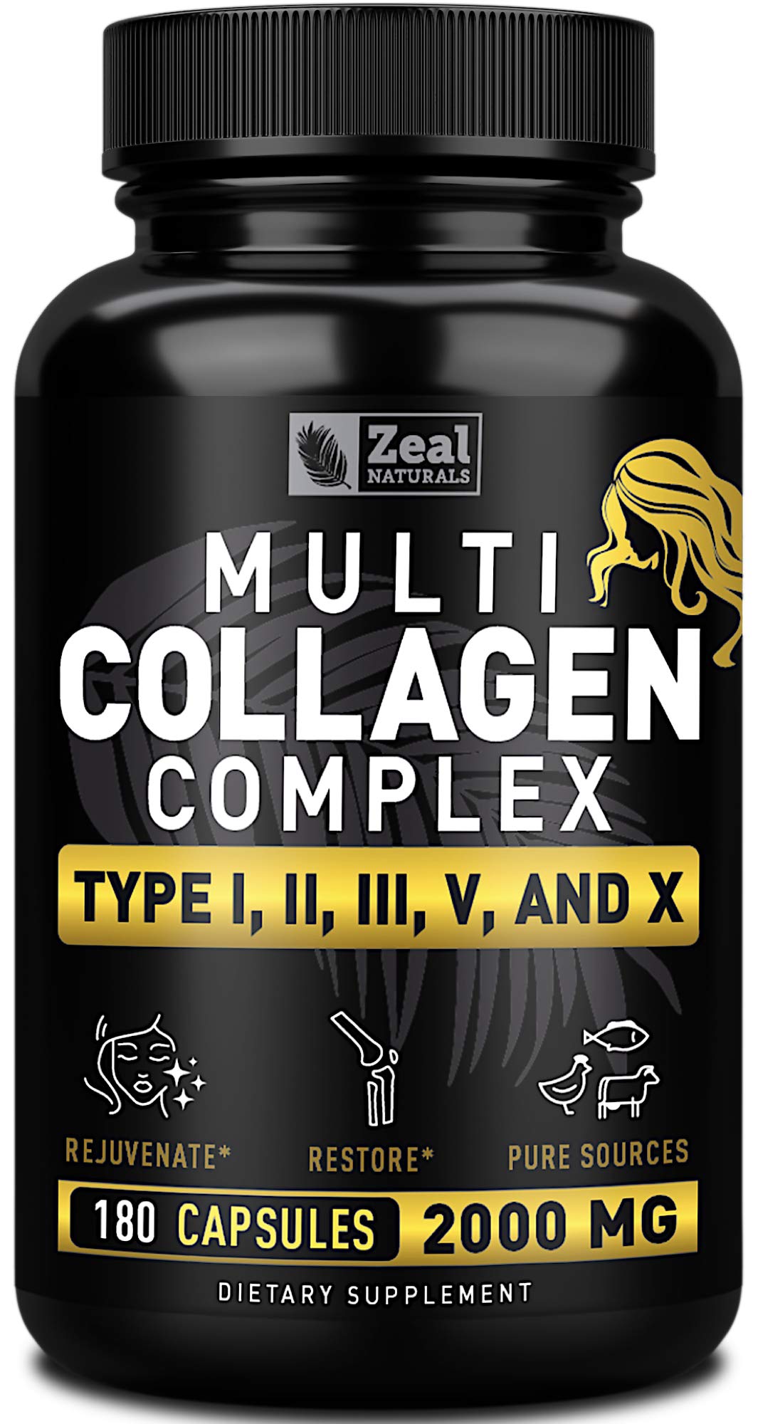 Zeal Naturals Multi Collagen Peptides 180 Capsules front view