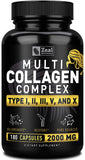 Zeal Naturals Multi Collagen Peptides 180 Capsules front view
