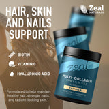 Zeal Naturals Multi Collagen Protein Powder 490g scoop and powder