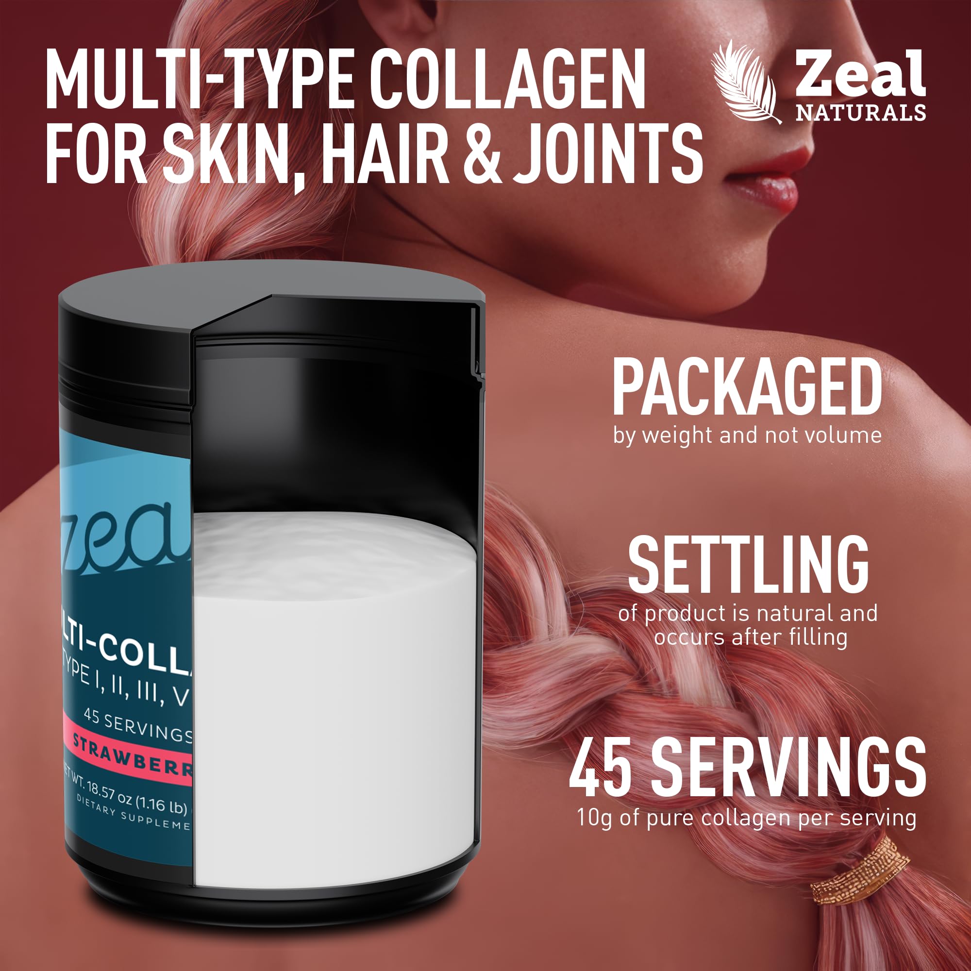 Zeal Naturals Multi Collagen Protein Powder mixed in a glass of water