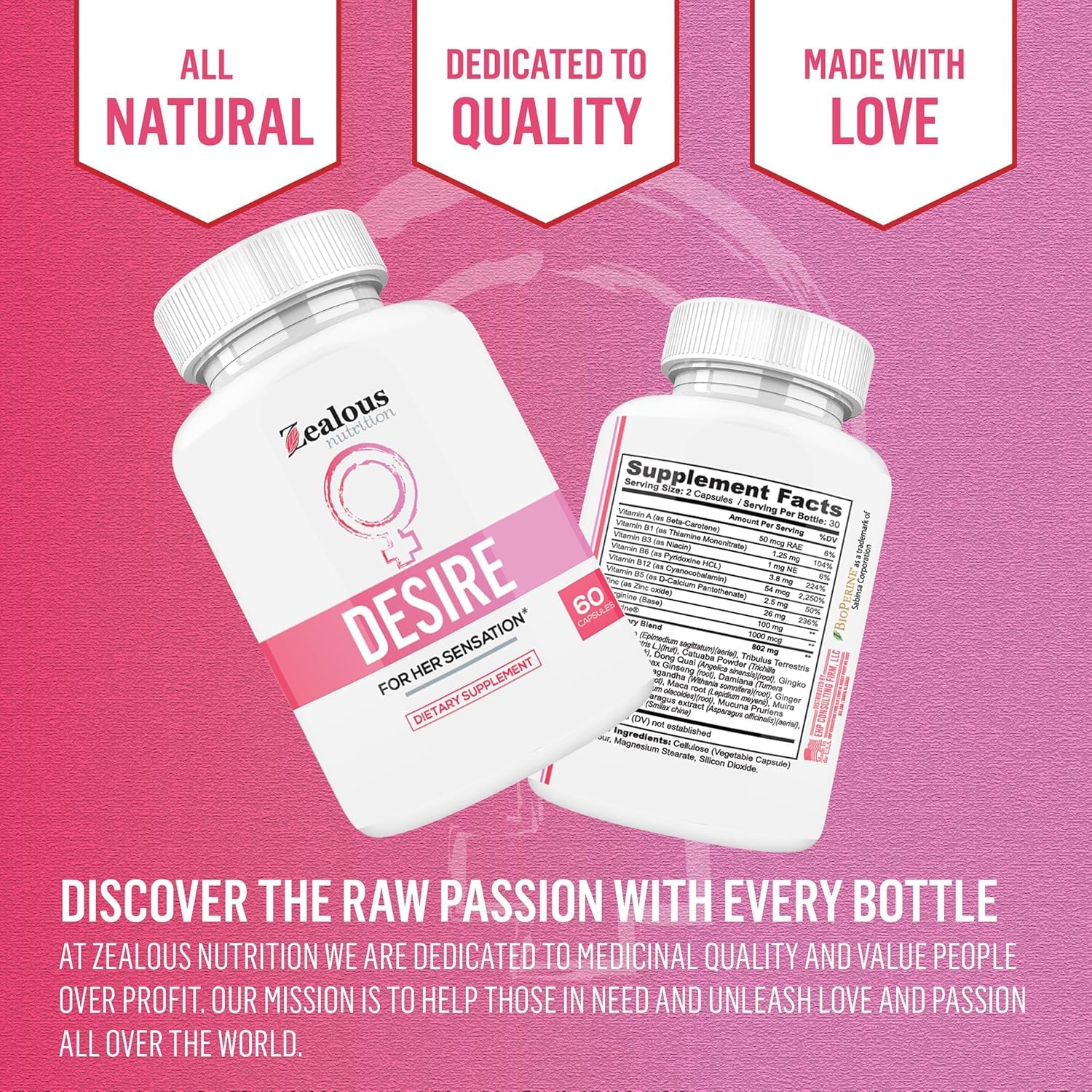 Zealous Nutrition Dong Quai Capsules with ingredients