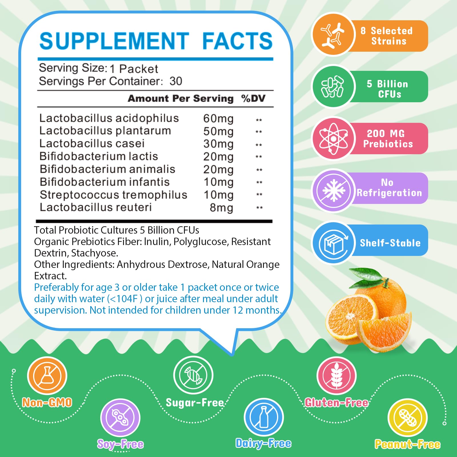 ZEBORA Kids Probiotic & Prebiotics Powder individual packet