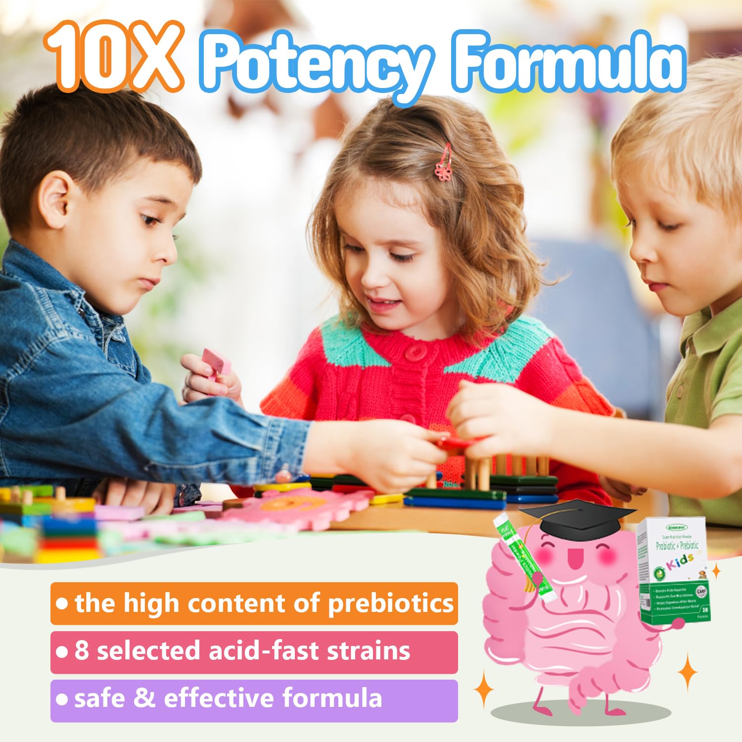 ZEBORA Kids Probiotic & Prebiotics Powder on a kitchen counter