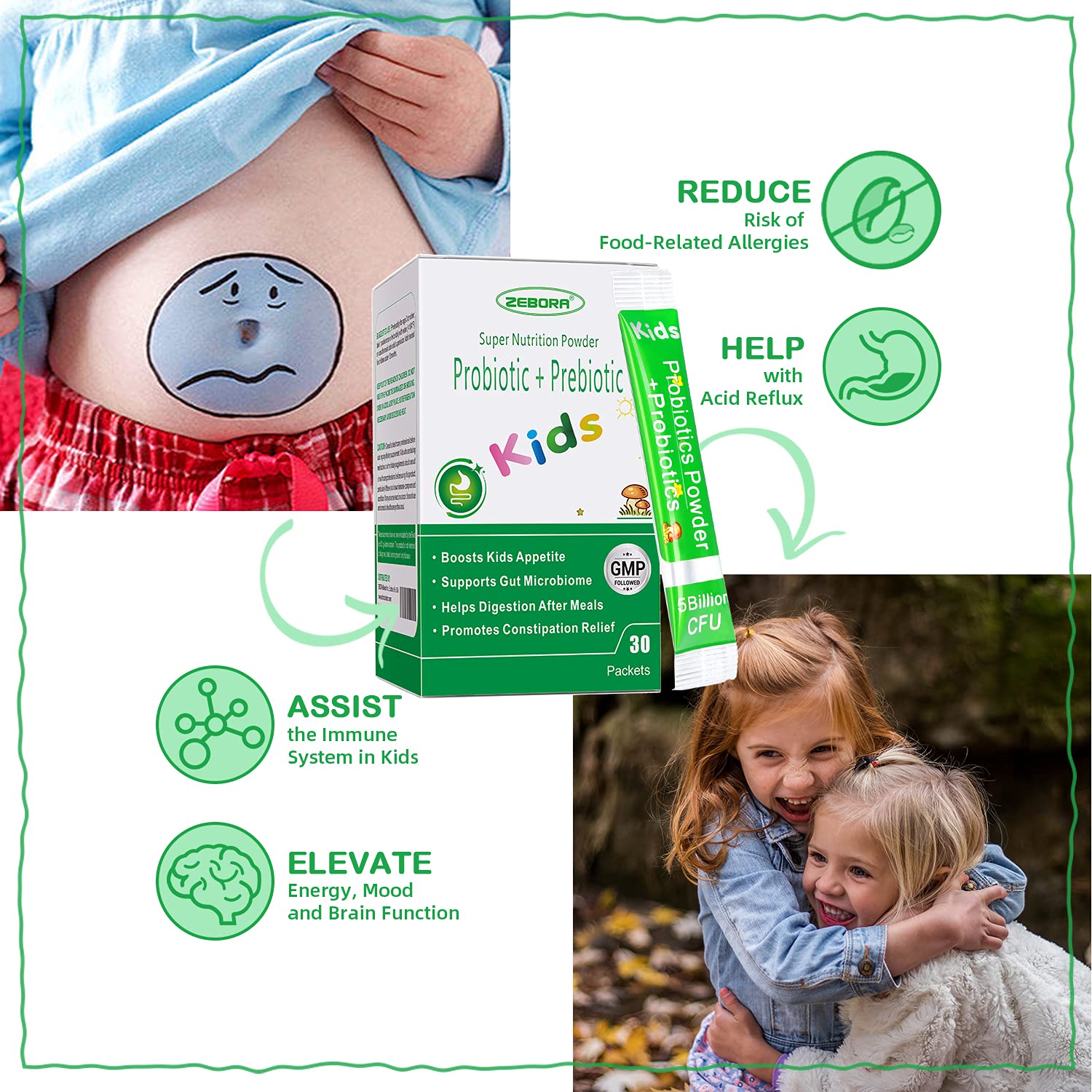ZEBORA Kids Probiotic & Prebiotics Powder serving suggestion
