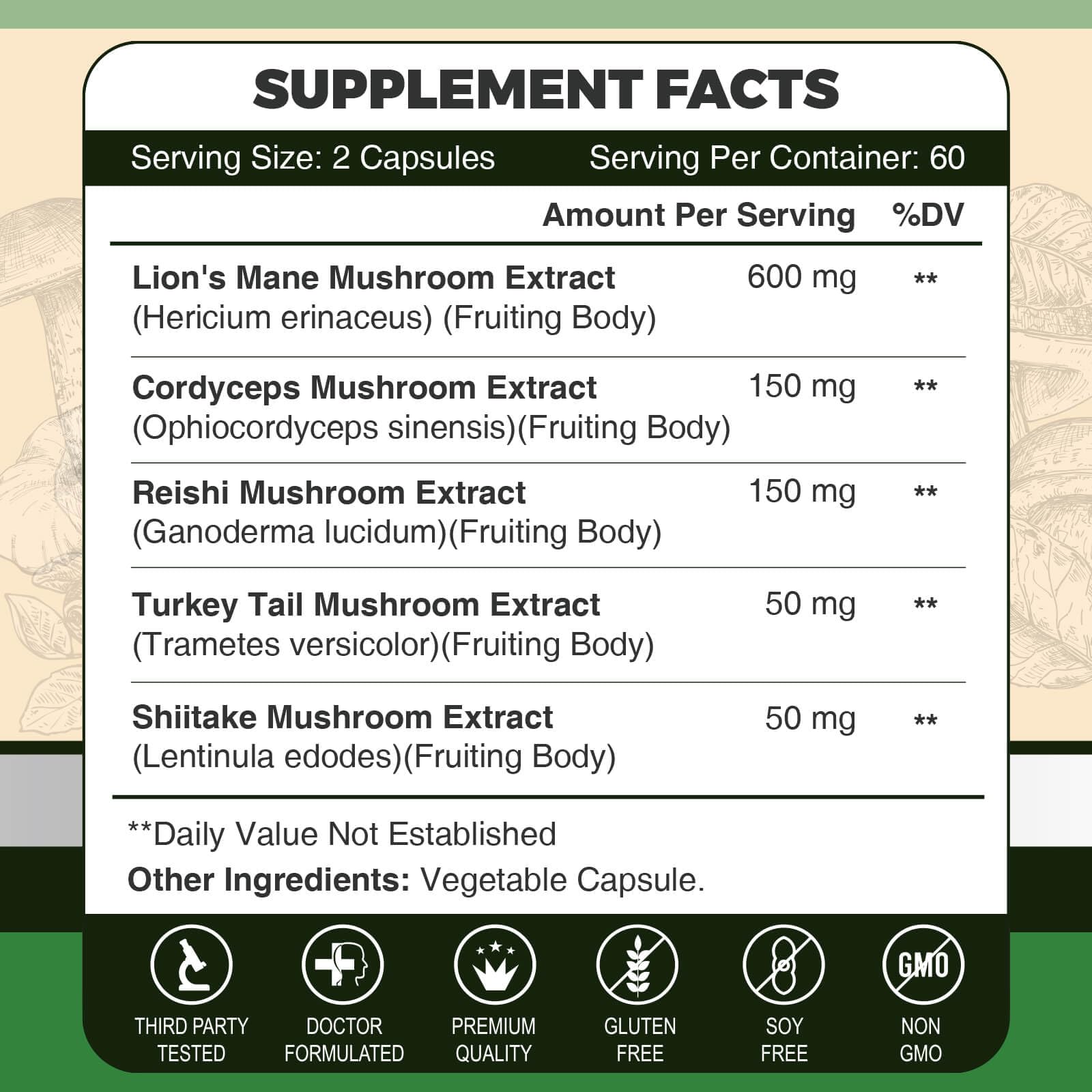 ZEBORA Lion's Mane Mushroom Capsules bottle with label