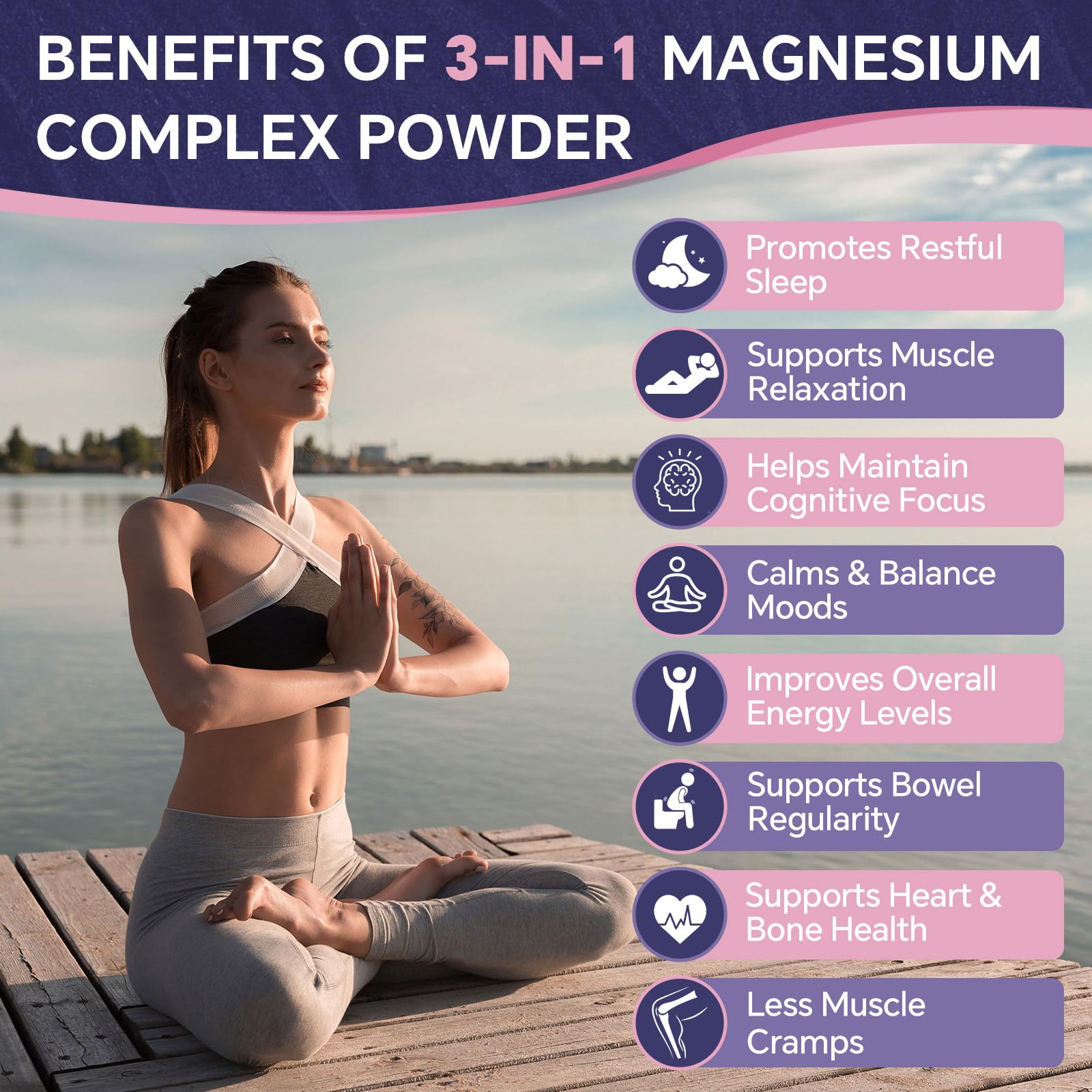 ZEBORA Magnesium Complex Powder 300g back view with ingredients
