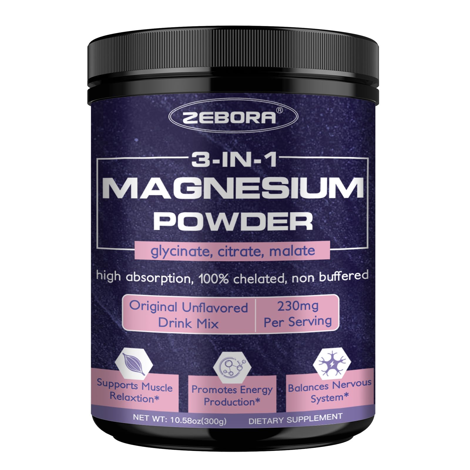 ZEBORA Magnesium Complex Powder 300g front view