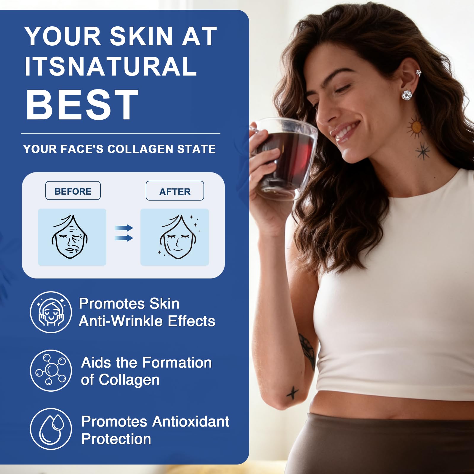ZEBORA Marine Collagen Peptides Powder mixed in smoothie